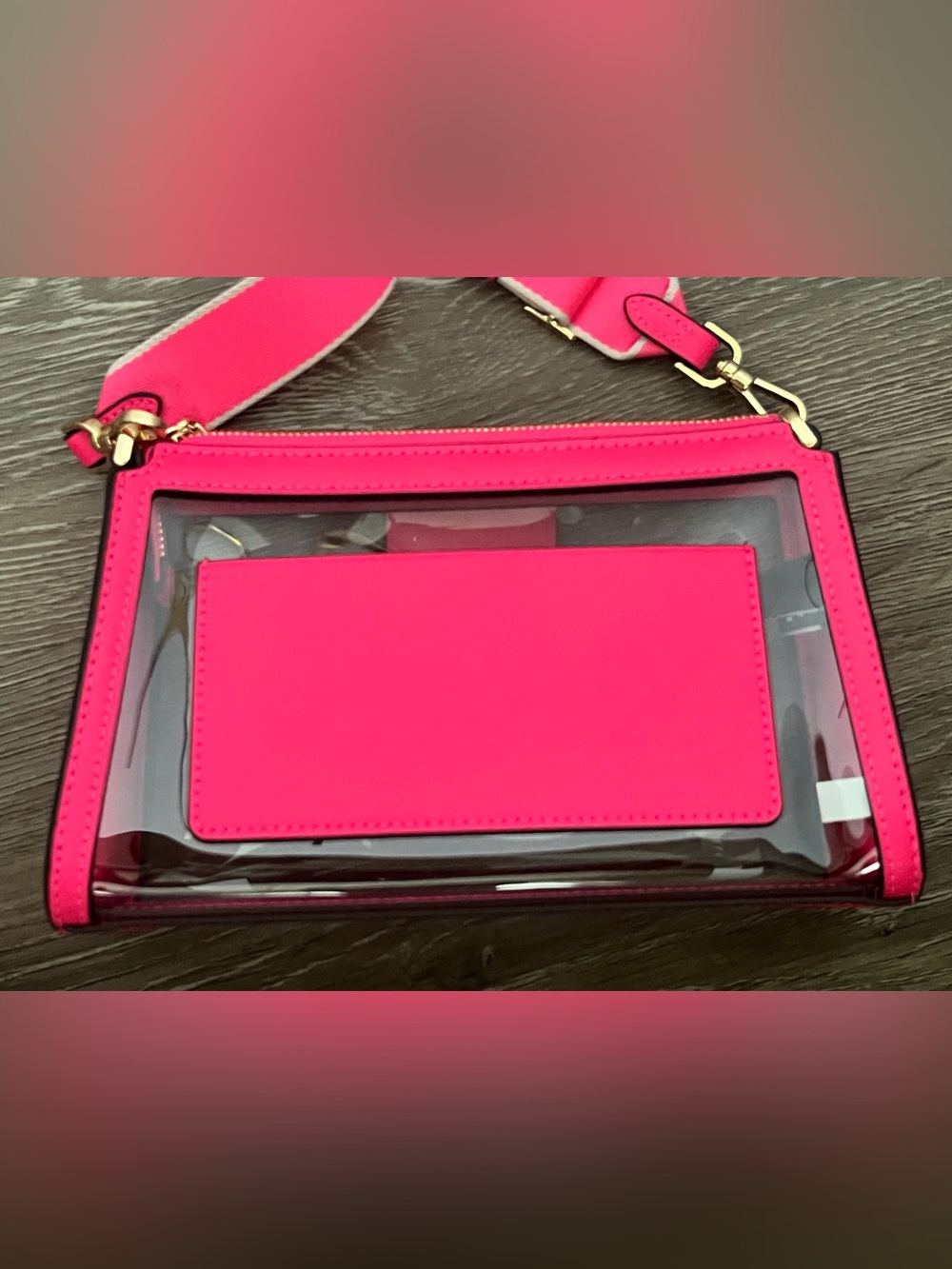 kate spade Hot Pink Clear Crossbody Bag with Gold Hardware - Picture 8 of 9